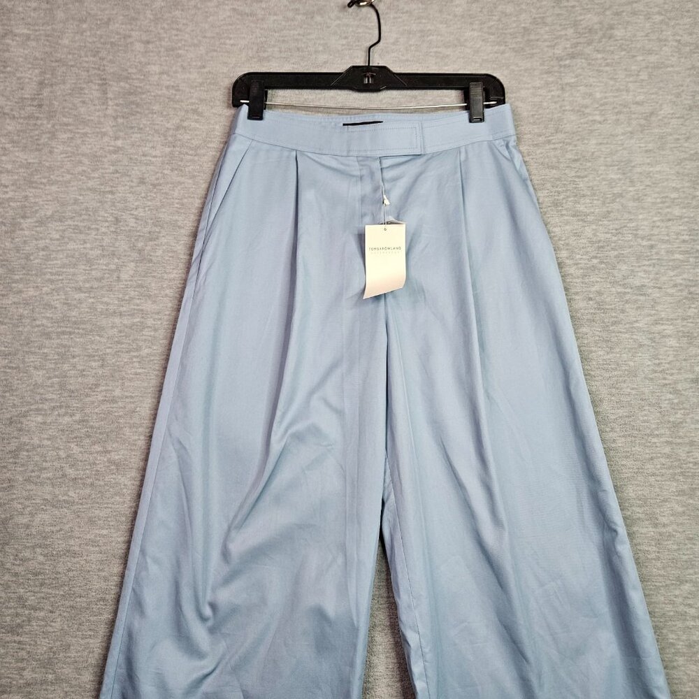 TOMORROWLAND Collection Women's Light Blue Pleated Wide Leg Pant Sz 38 - Picture 4 of 14